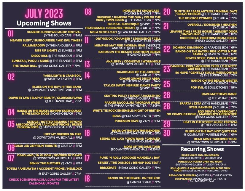 June 2023's printed show calendar