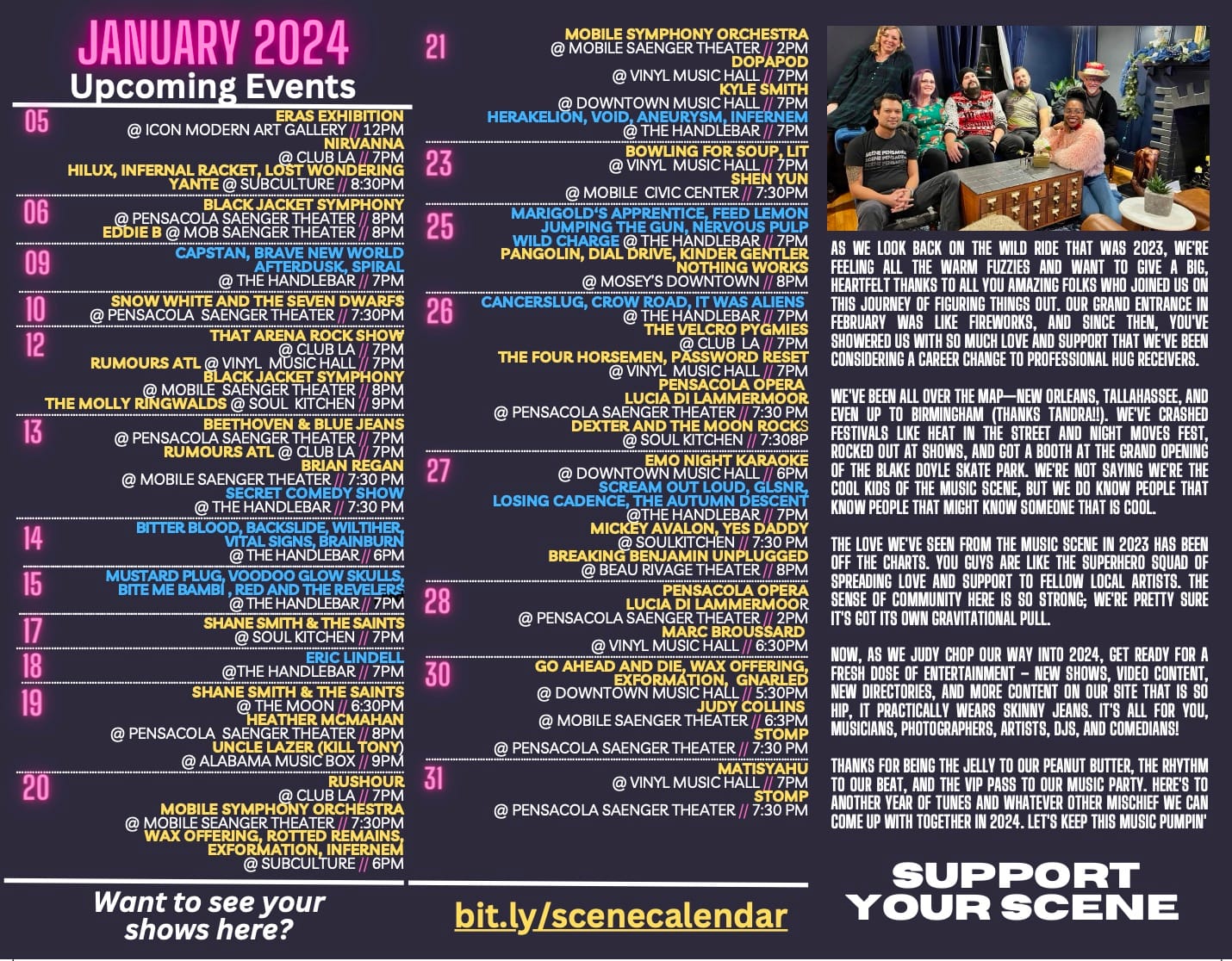 January 2023 Show Calendar - Inside Page