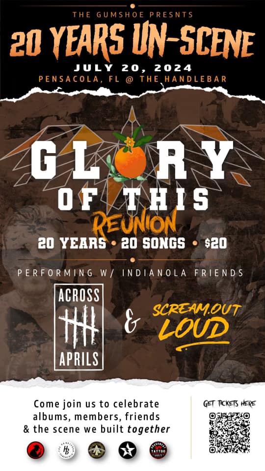 Glory Of This, Across Five Aprils, and Scream Out Loud show flyer at The Handlebar