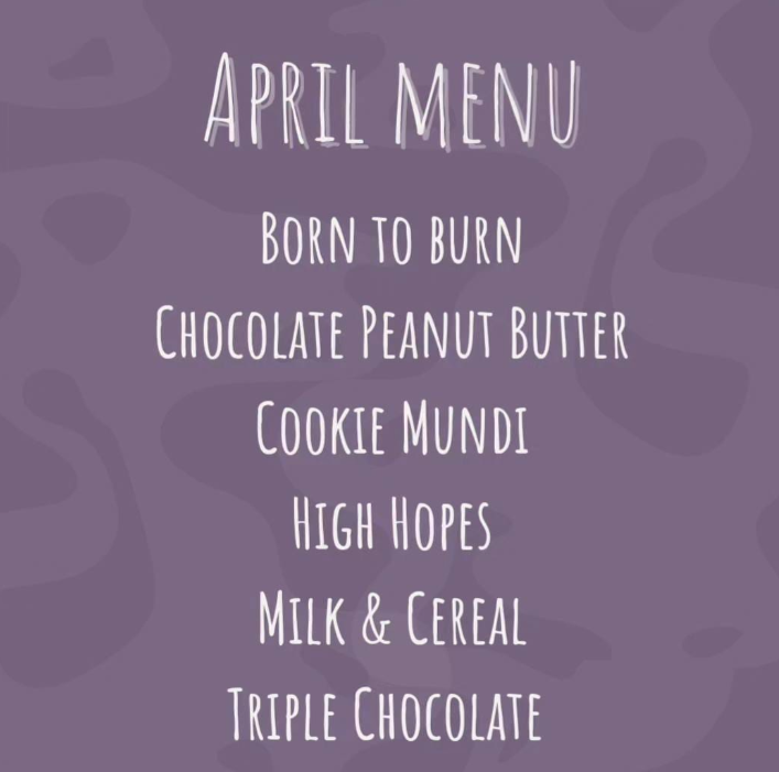 Itsa Cookie April Menu