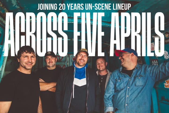 Across Five Aprils band promo photo for the upcoming show in July